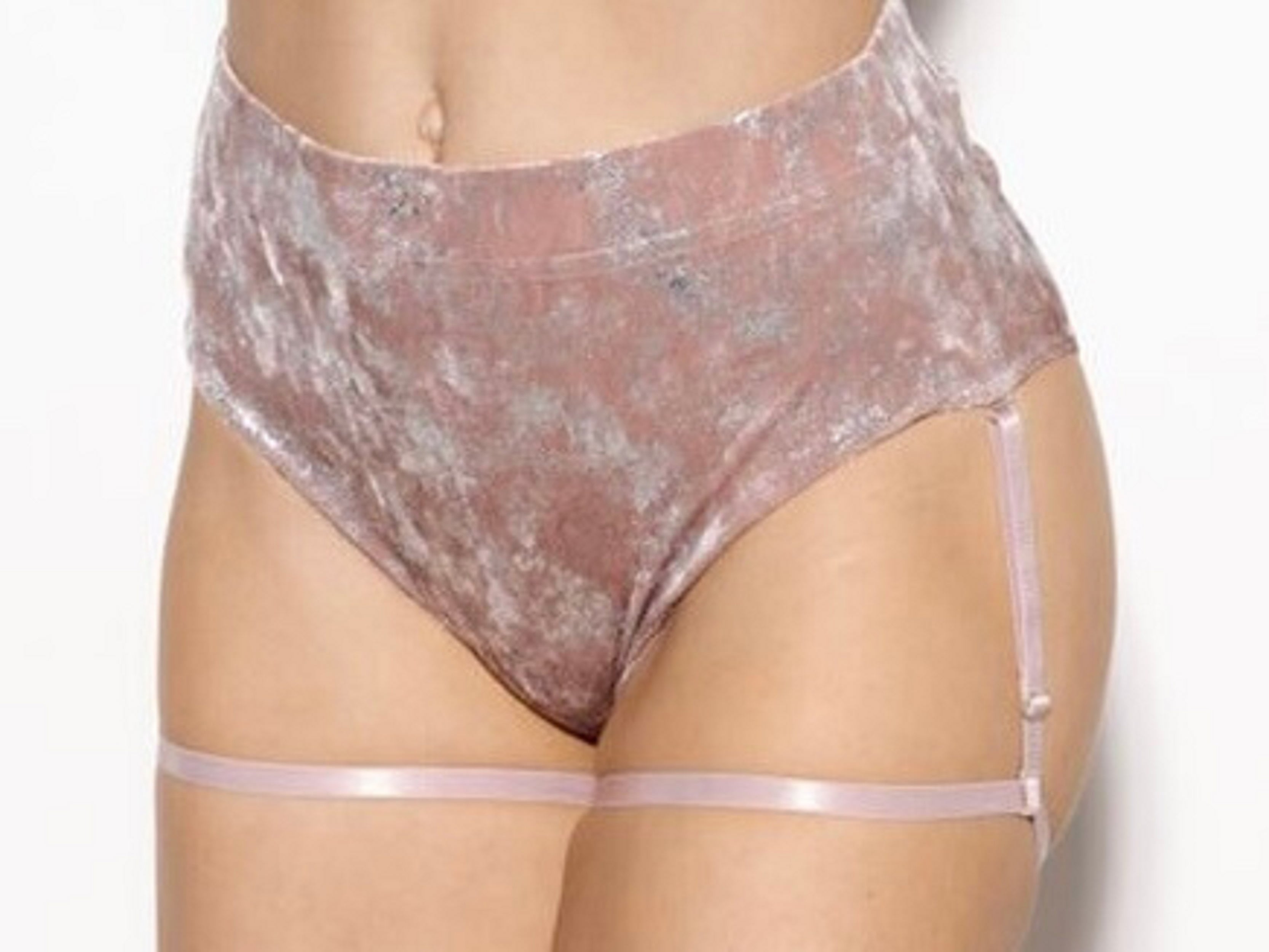Polerina Bikini Bottom with Removable Garter - Powder Pink Velvet