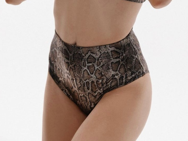 Polerina Bikini Bottom with Removable Garter - Anaconda
