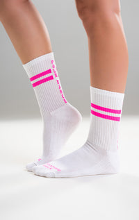 Paradise Chick Crew Socks - Neon Pink