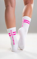 Paradise Chick Crew Socks - Neon Pink