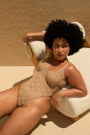 Rolling Demi Lace Bodysuit - Beige
