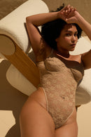 Rolling Demi Lace Bodysuit - Beige