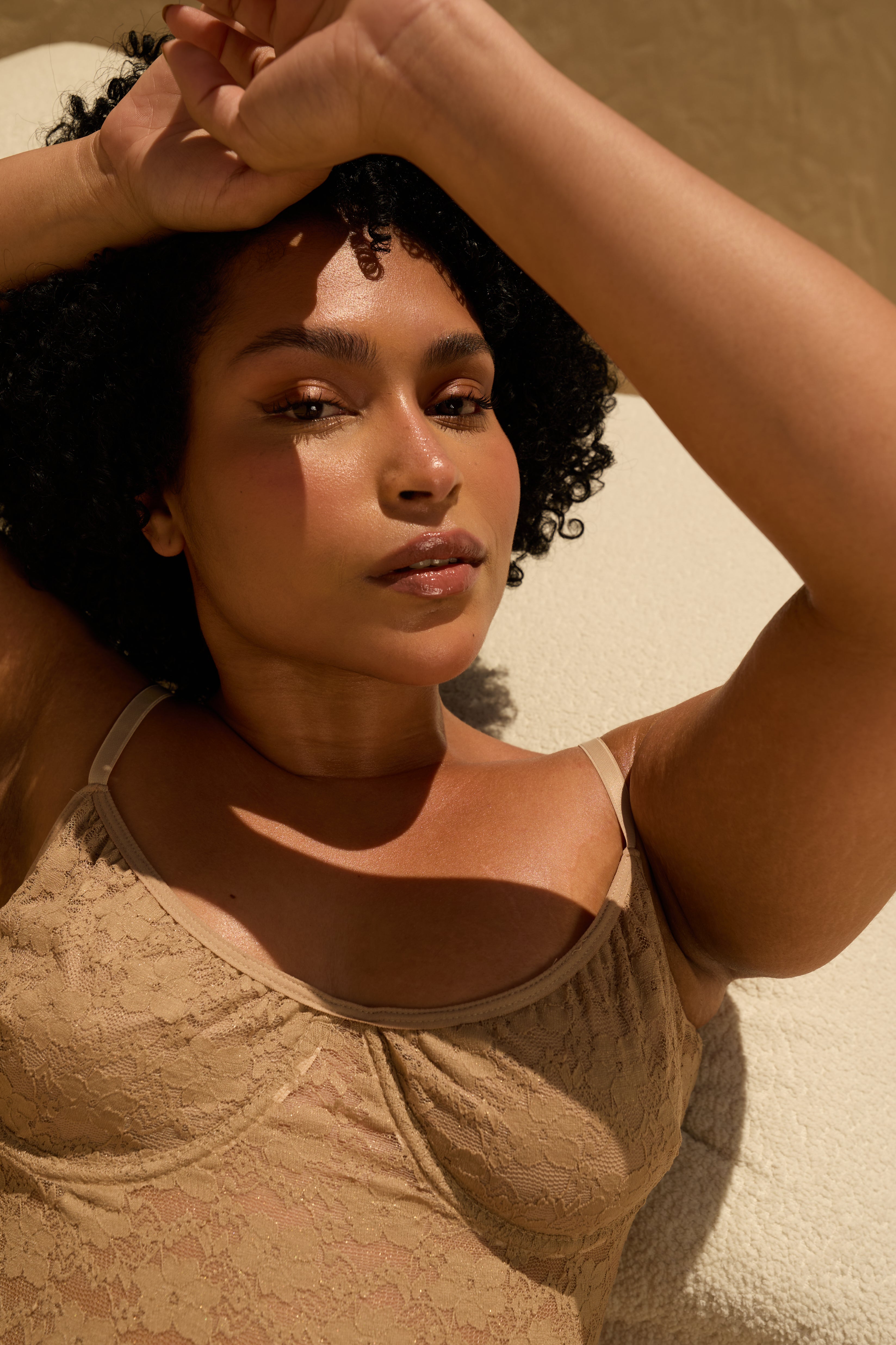 Rolling Demi Lace Bodysuit - Beige