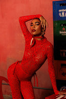 Rolling Bell-Sleeve Pant - Red Lace