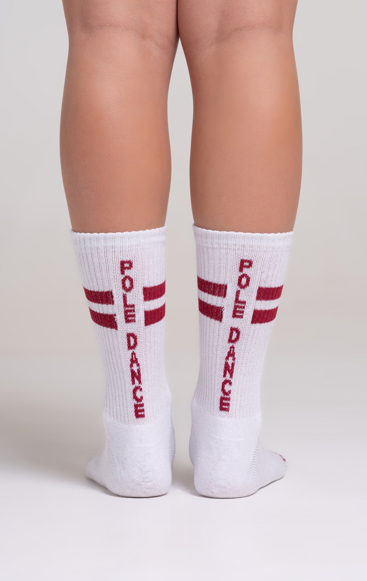 Paradise Chick Crew Socks - Burgundy Stripe