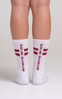Paradise Chick Crew Socks - Burgundy Stripe