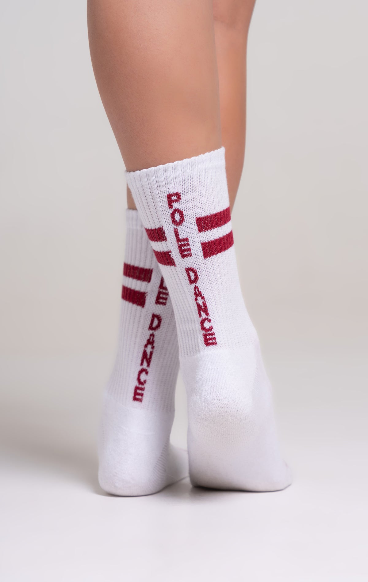 Paradise Chick Crew Socks - Burgundy Stripe